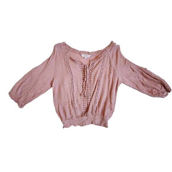 Love Tree Women's Pink Cold Shoulder Boho Top Size S - Picture 1 of 10